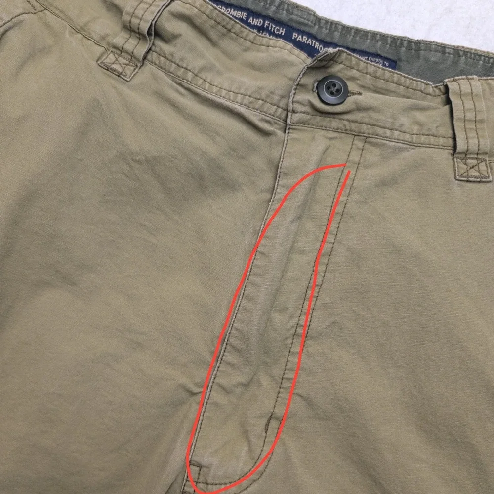 Y2K Abercrombie & Fitch Paratroops Cargo Shorts Mens M Khaki Tan Multi Pocket